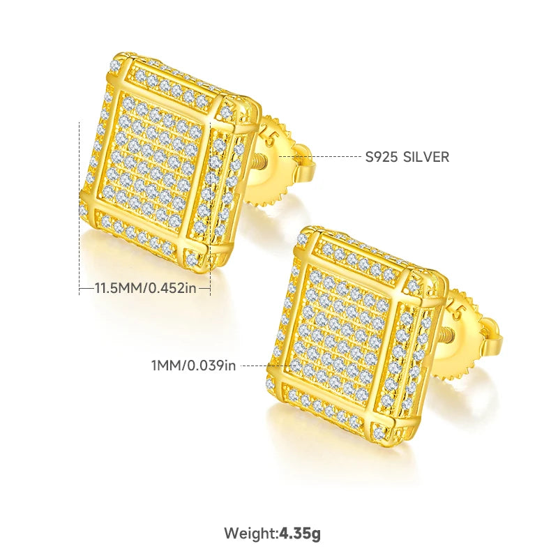 Sterling Moissanite Square Stud Earrings