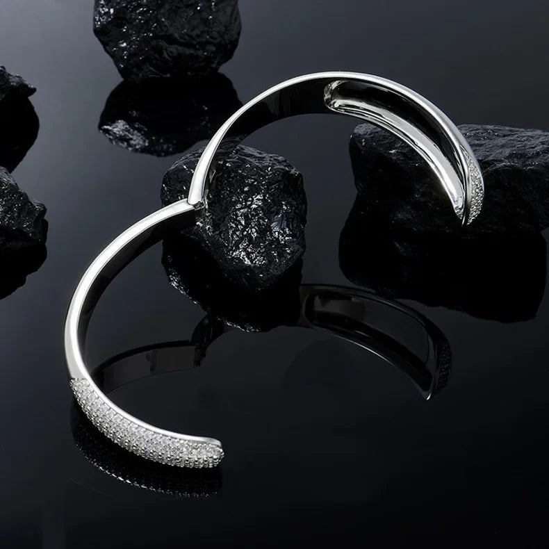Precision Micro Inlaid Silver Cuff