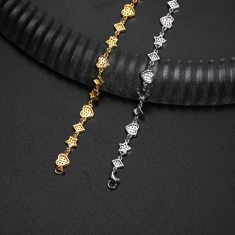 Unisex Iced Out Moissanite Heart Bracelet