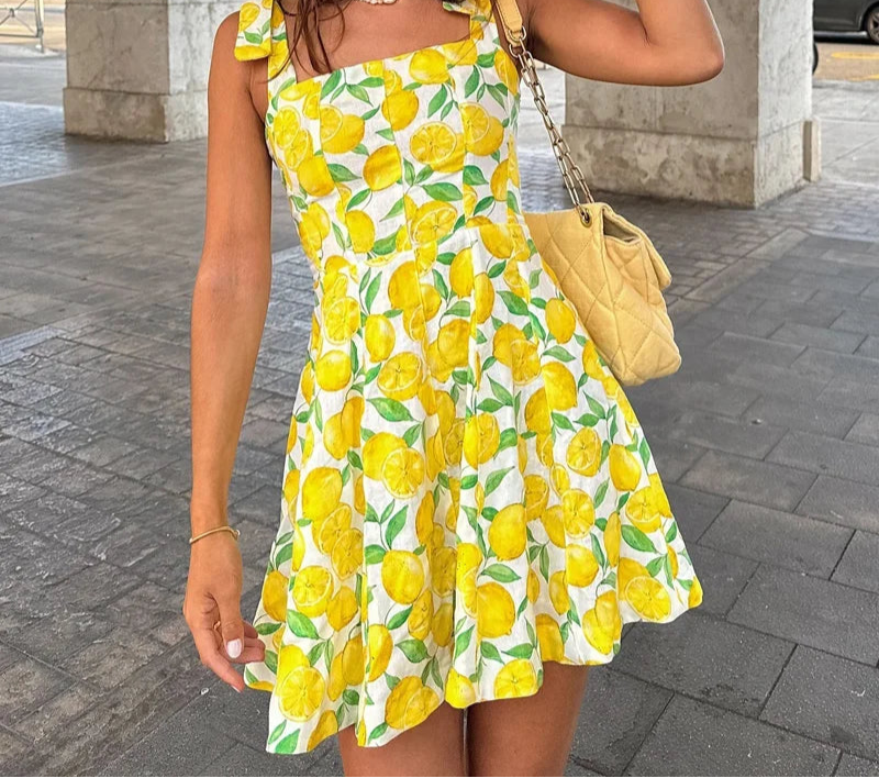 Fruit Print Slip Dress