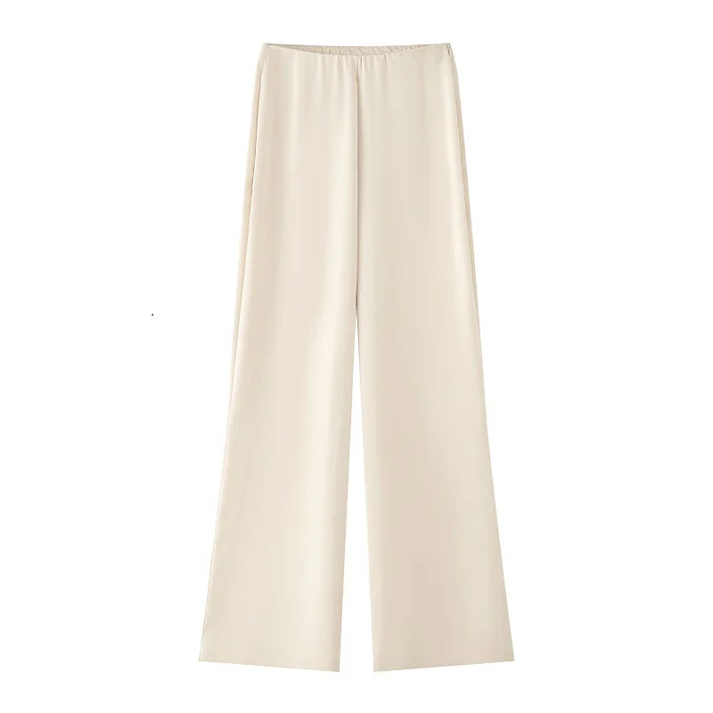 Satin High Waist Pants Set