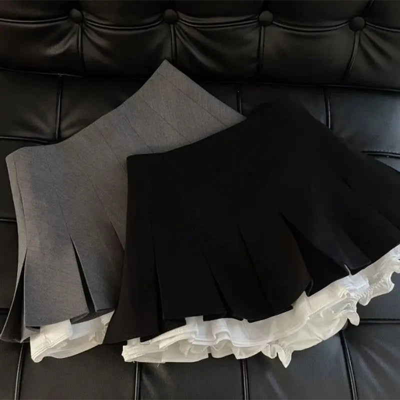 Ruffled Pleated Mini Skirt