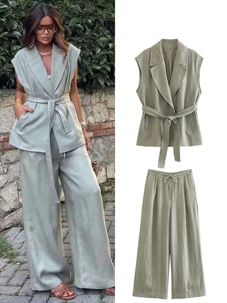Sleeveless Vest & Pants Set