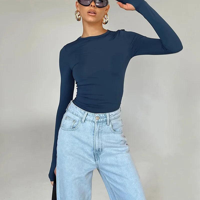 Slim Fit Thumbhole Crop Top