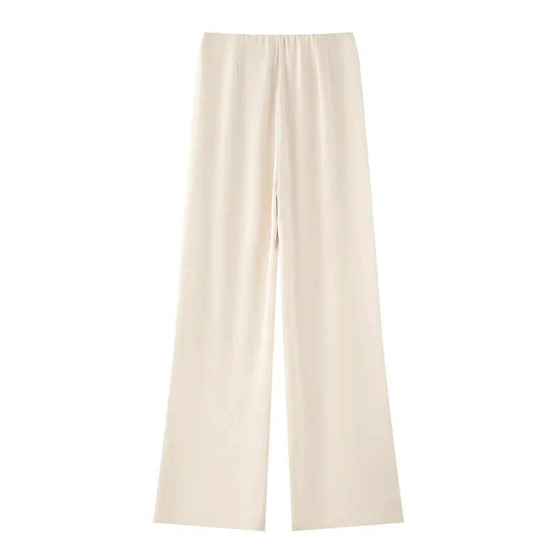 Satin High Waist Pants Set
