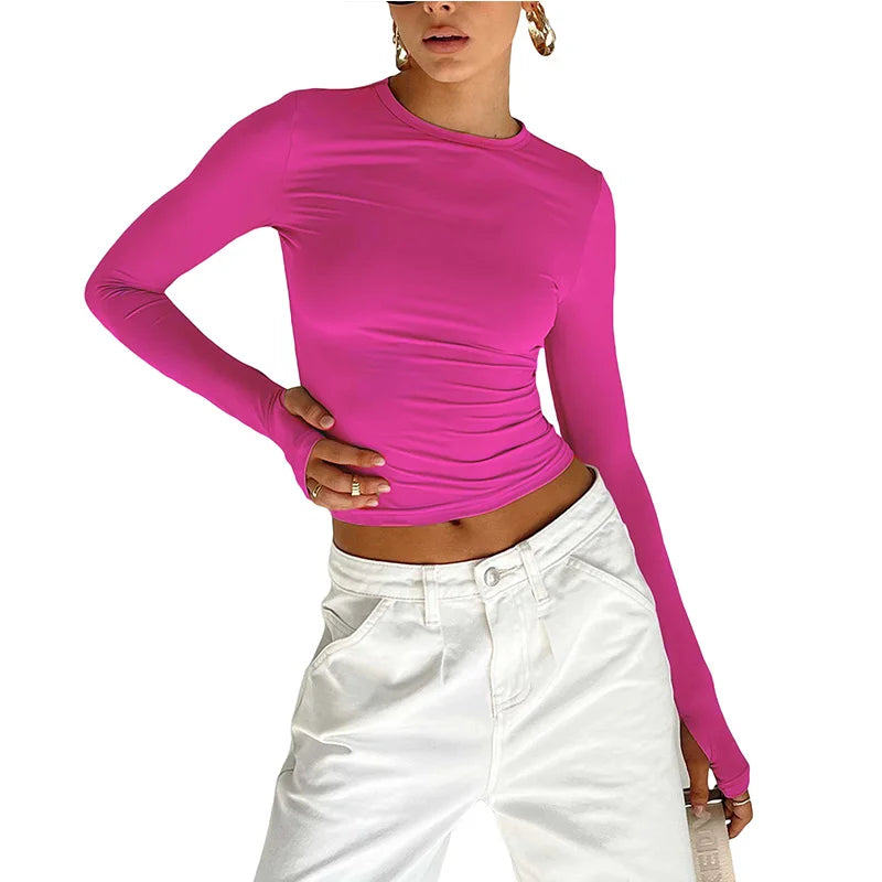 Slim Fit Thumbhole Crop Top