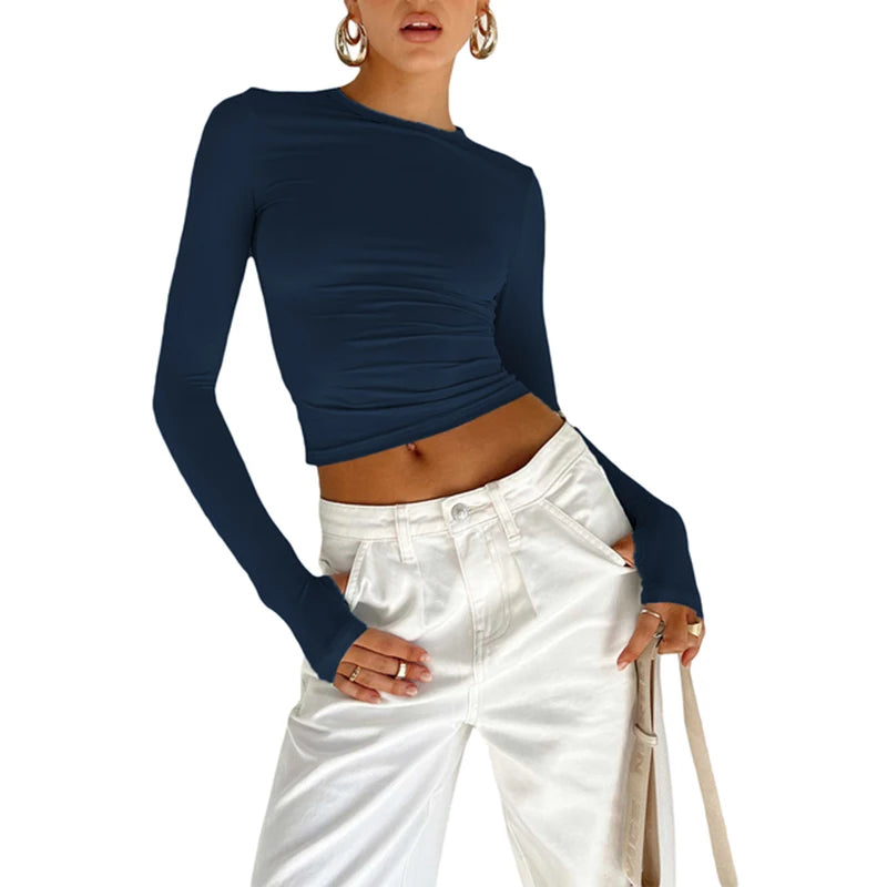 Slim Fit Thumbhole Crop Top
