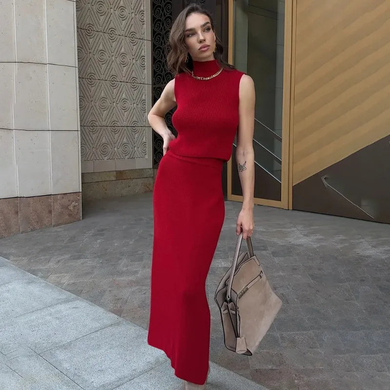 Elegant Knit Skirt Set