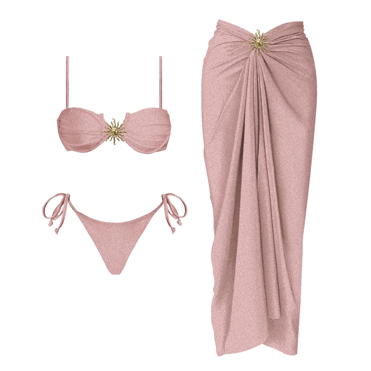 2Pcs One-Shoulder Bikini Set