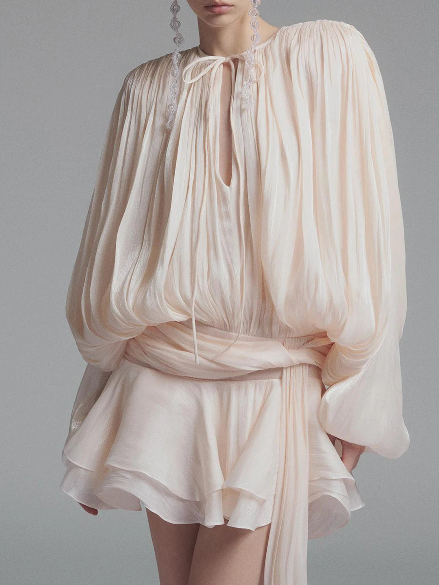 2025 Spliced Lace-Up Mini Dress