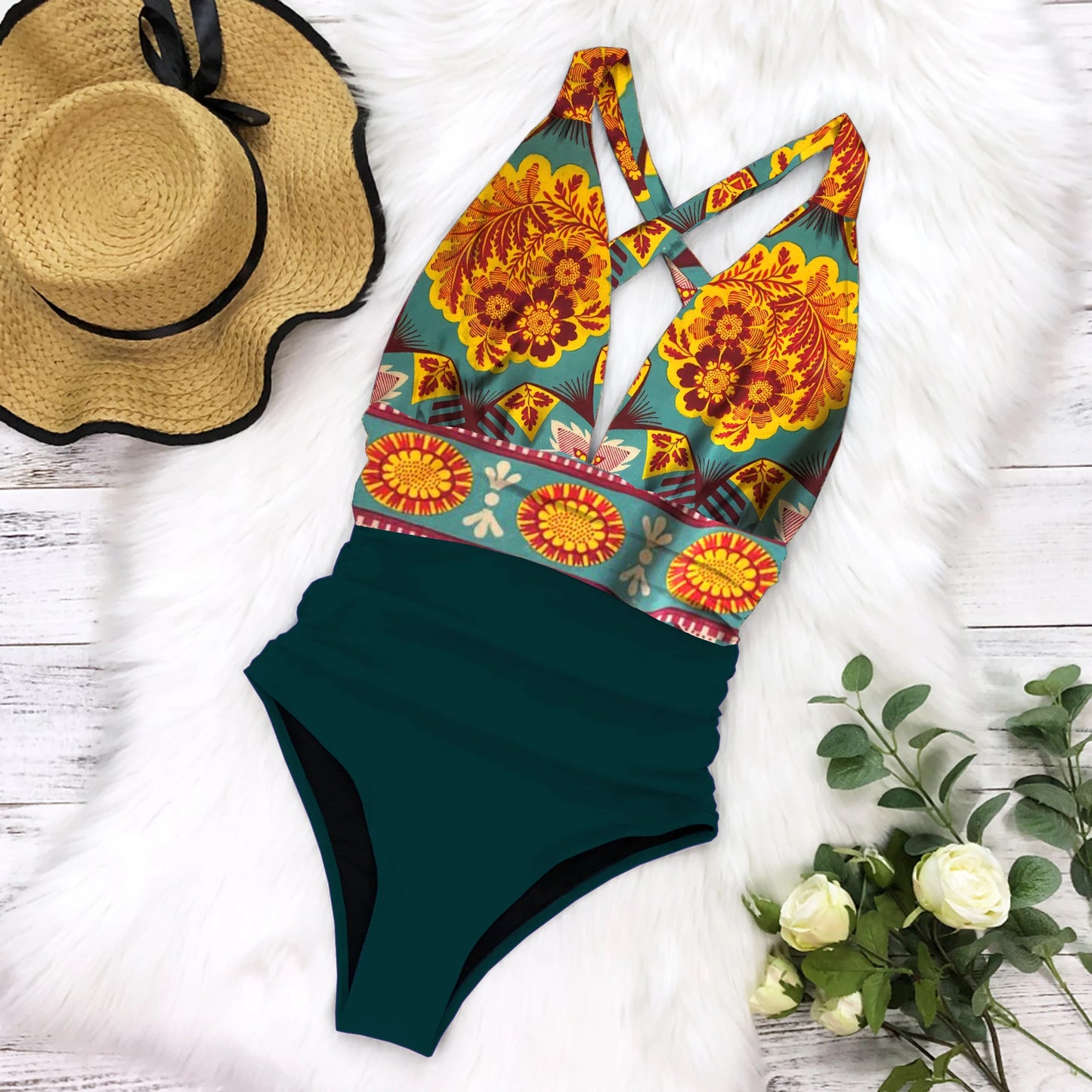 Floral Deep V Monokini