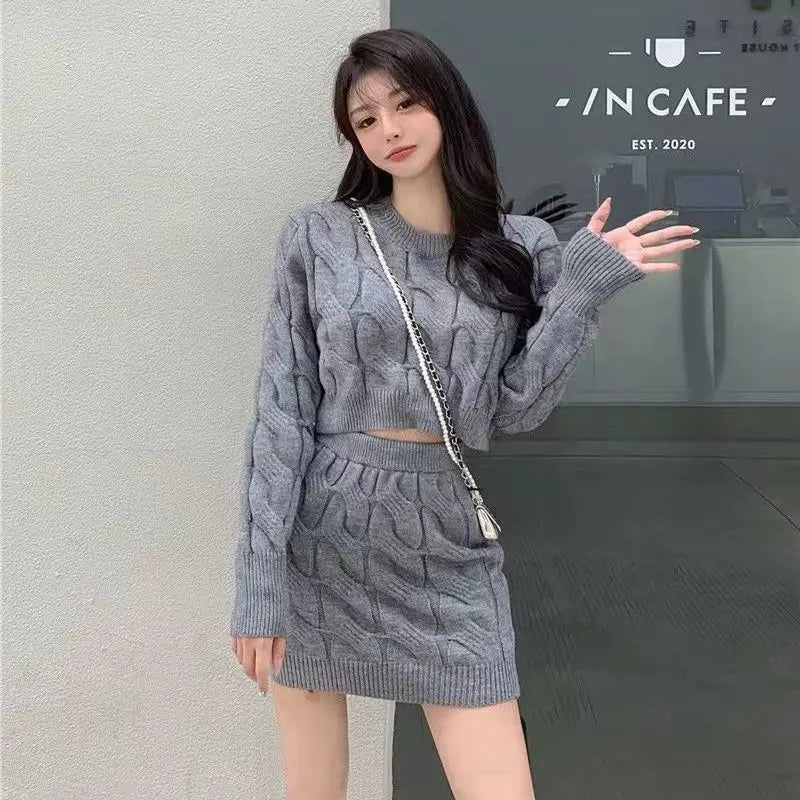 Knitted Sweater Skirt Set