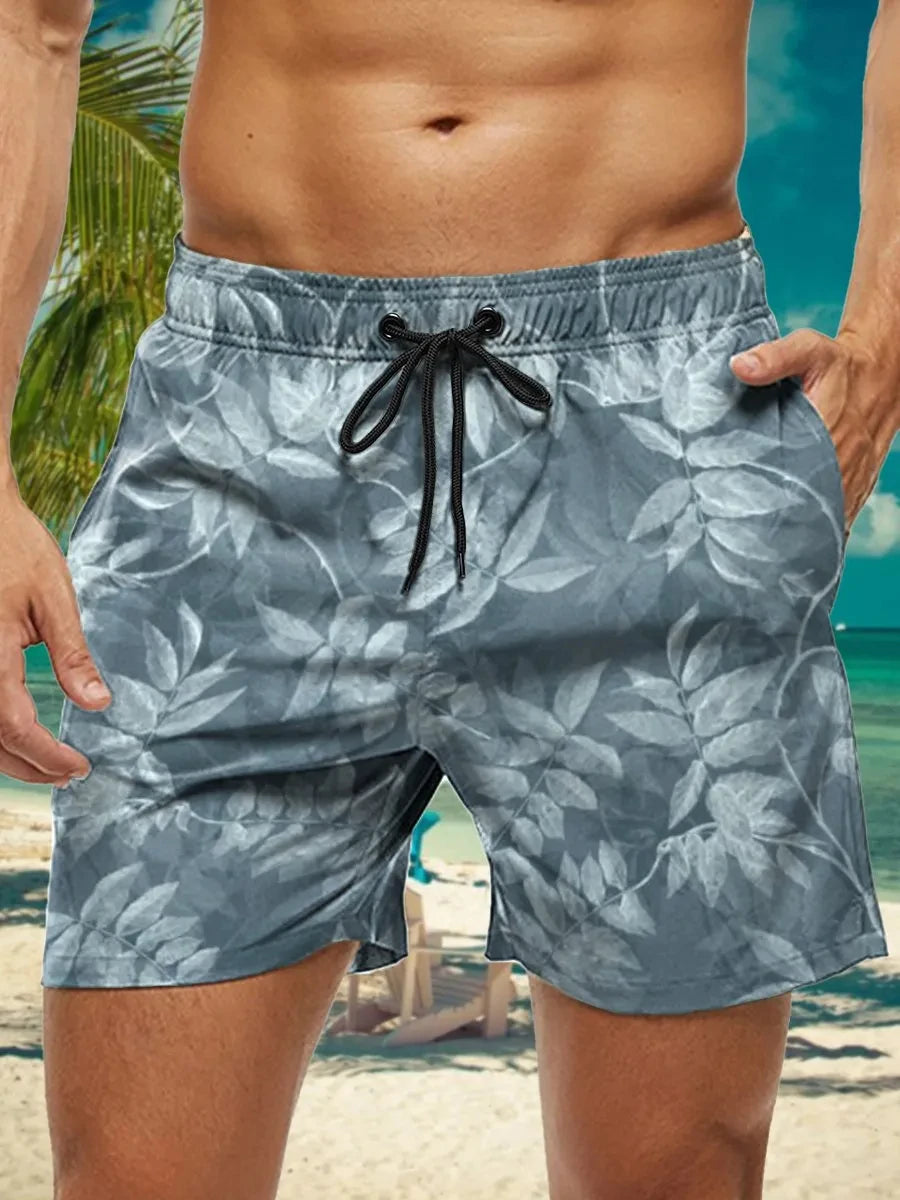 3D Floral Print Men’s Swim Trunks
