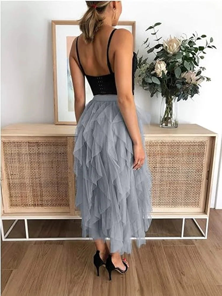 Tiered Tulle A-Line Skirt
