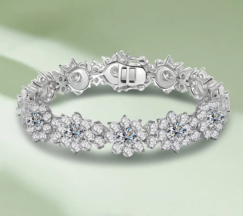 Sunflower Moissanite Silver Bangle