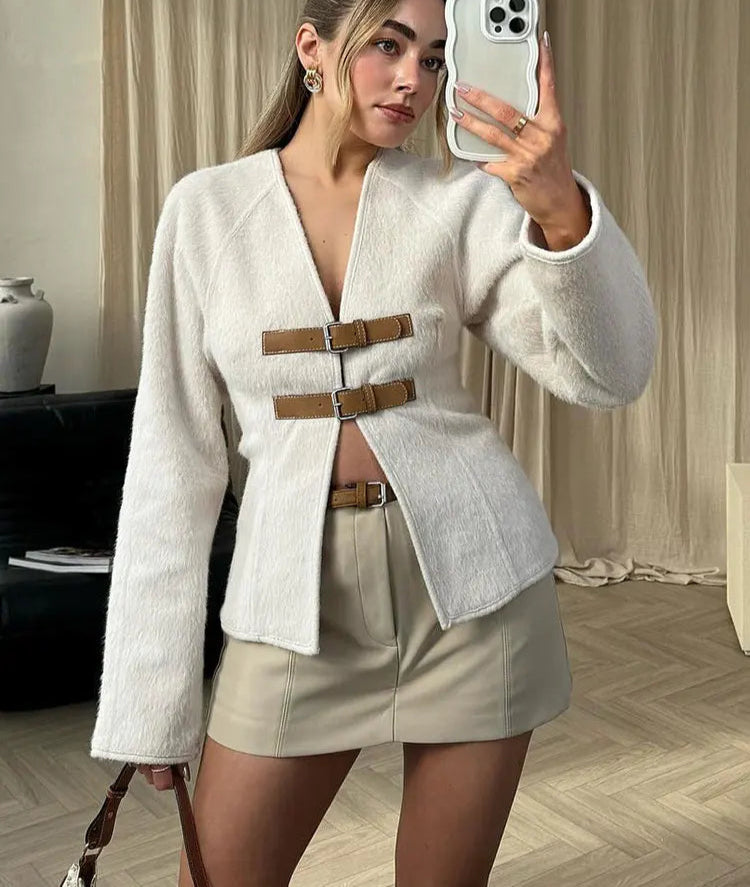 Retro Woollen Leather Coat