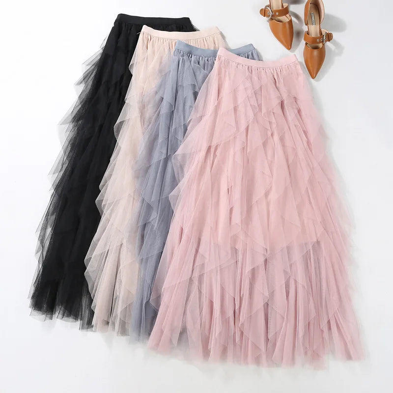 Tiered Tulle A-Line Skirt