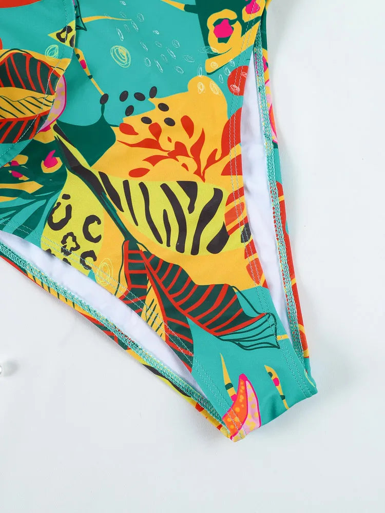 Ruffled Floral One-Piece Swimsuit