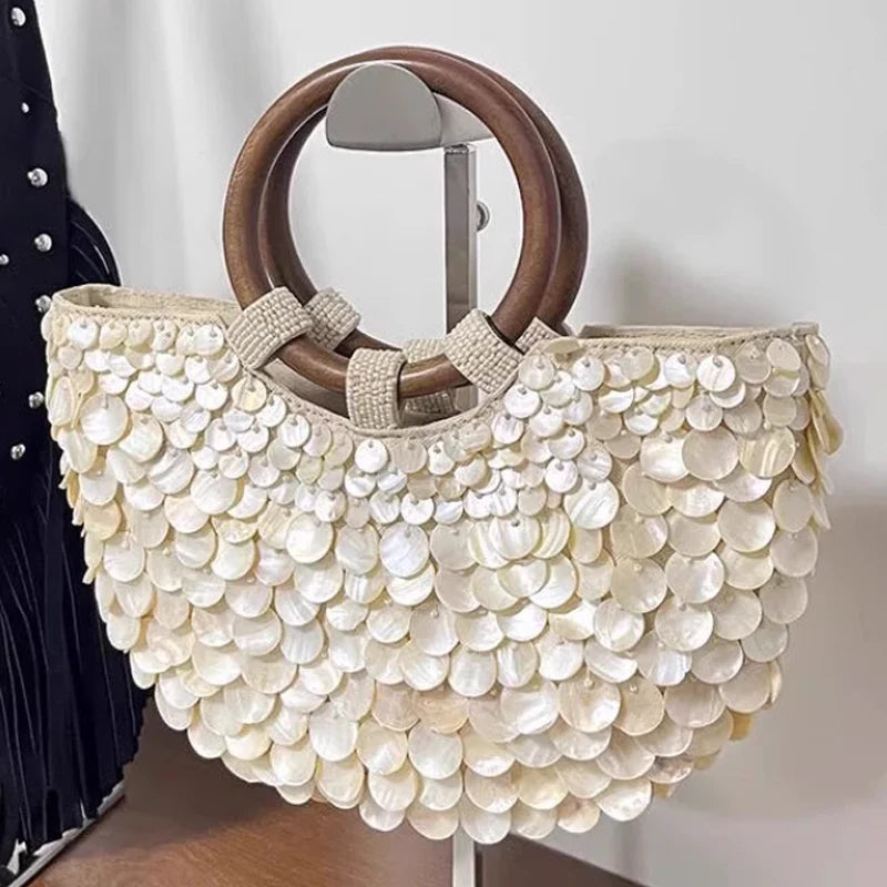 White Crystal Top-Handle Clutch