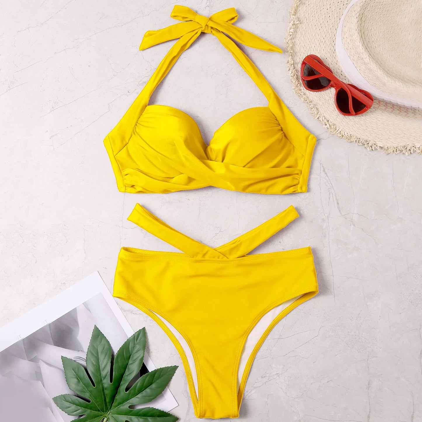 Women’s Solid Halter Bikini Set