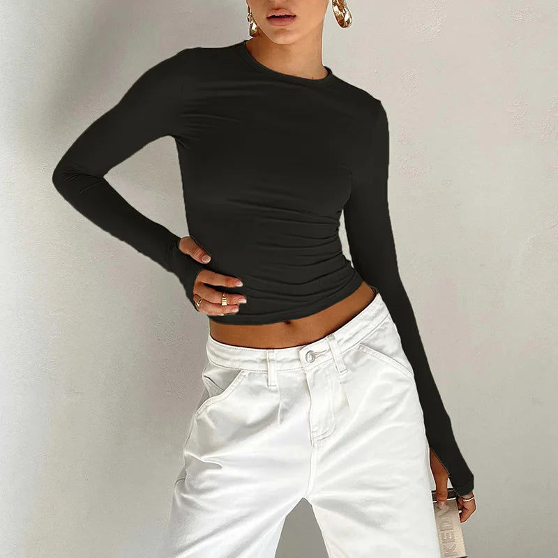 Slim Fit Thumbhole Crop Top