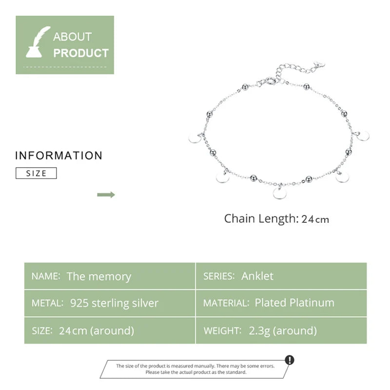Sterling Silver Geometric Bead Anklet