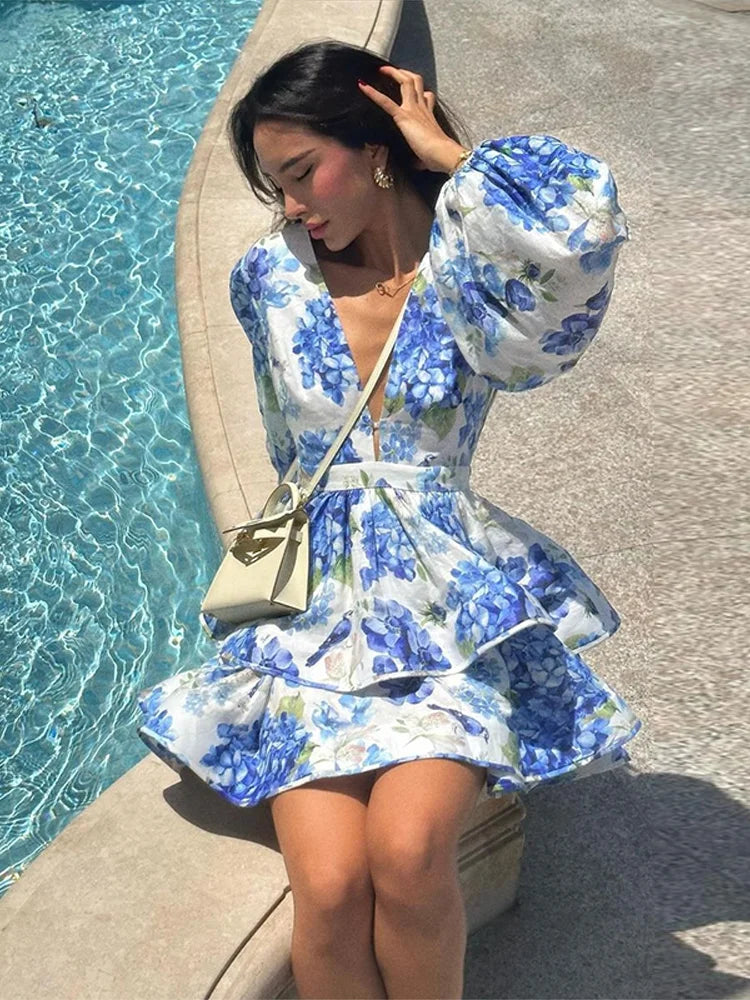 Ruffled Floral Mini Dress