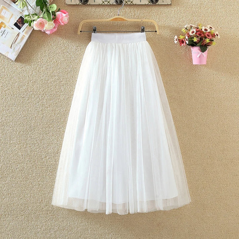 Vintage Mesh Pleated Skirt