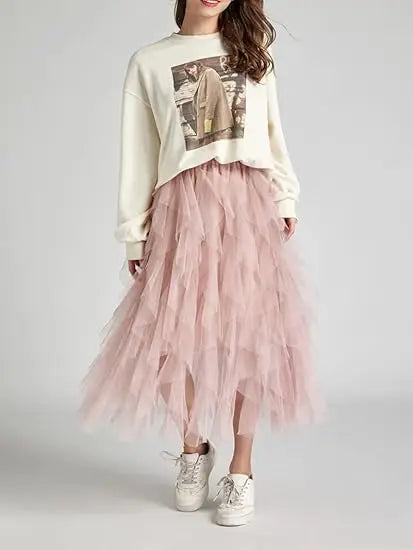 Tiered Tulle A-Line Skirt