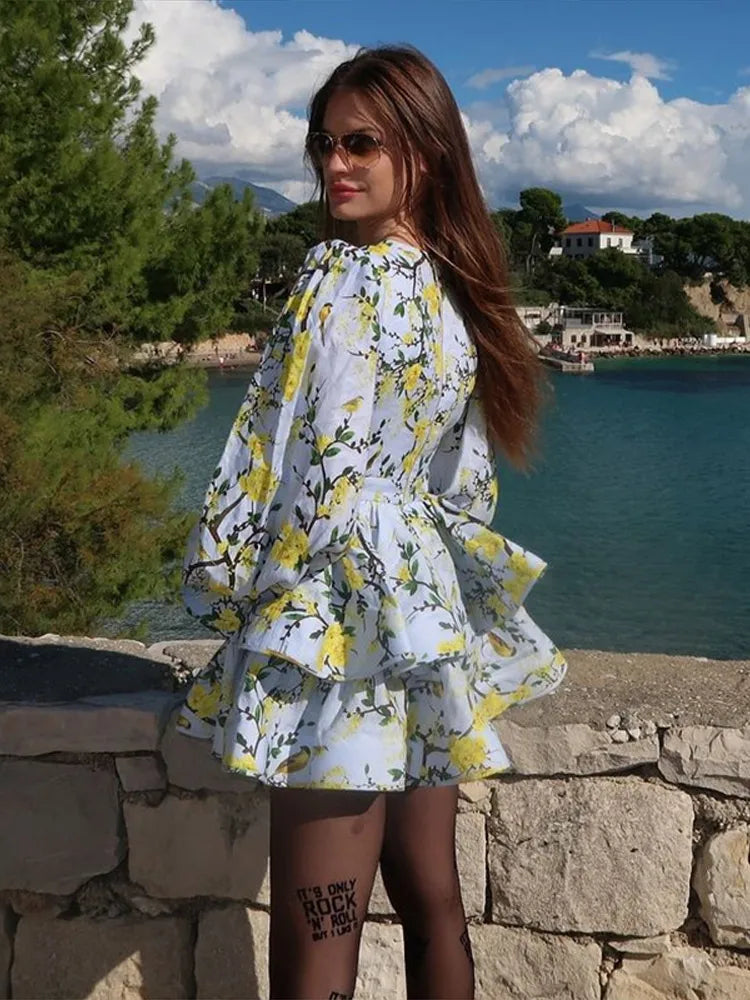 Ruffled Floral Mini Dress