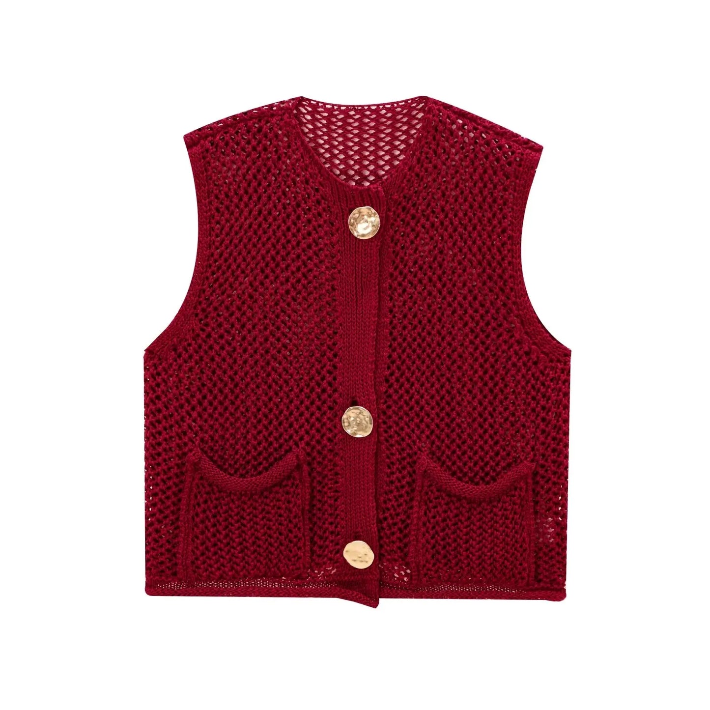 Sleeveless Knit Vest with Pockets