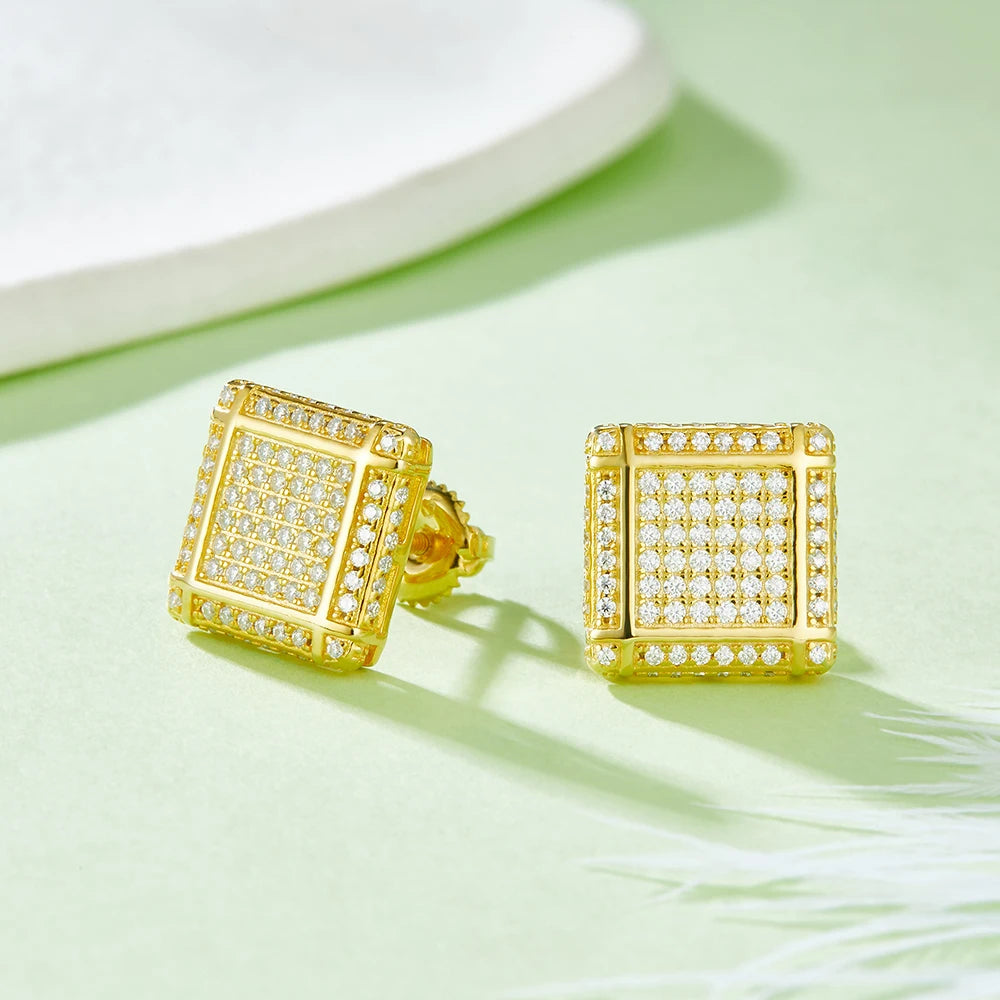 Sterling Moissanite Square Stud Earrings
