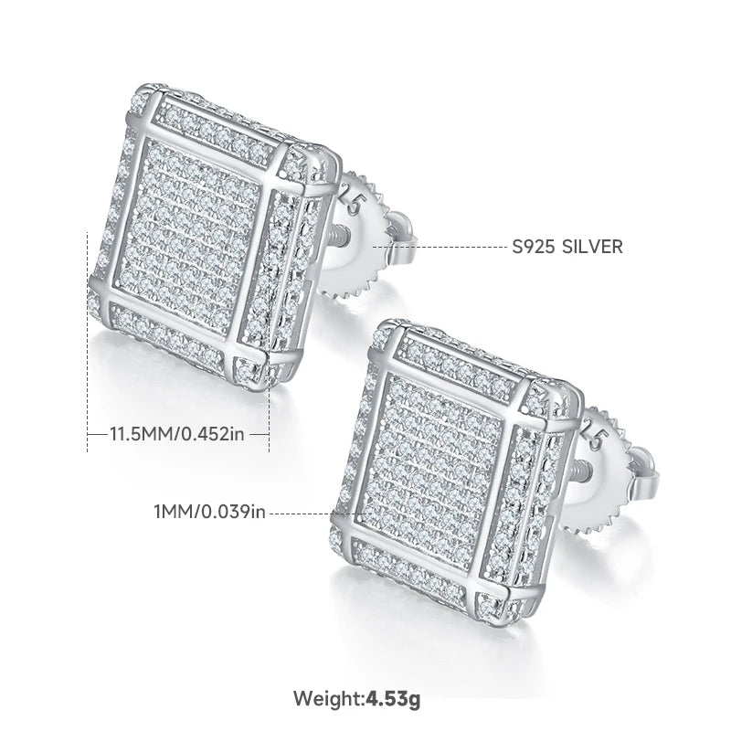 Sterling Moissanite Square Stud Earrings