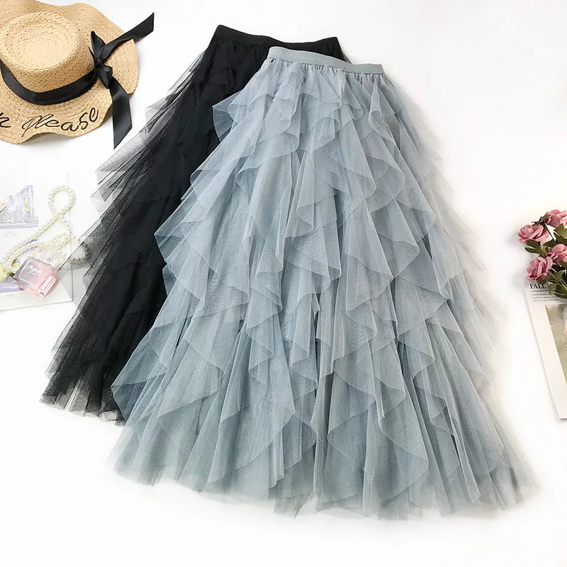 Tiered Tulle A-Line Skirt