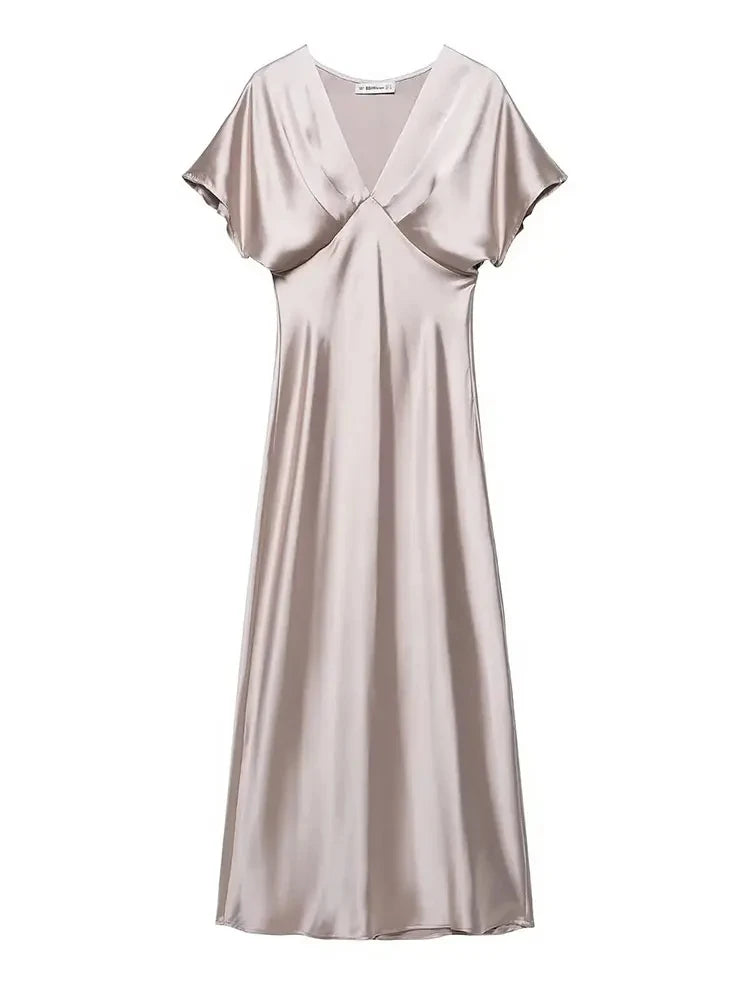 2025 Satin V-Neck Dress