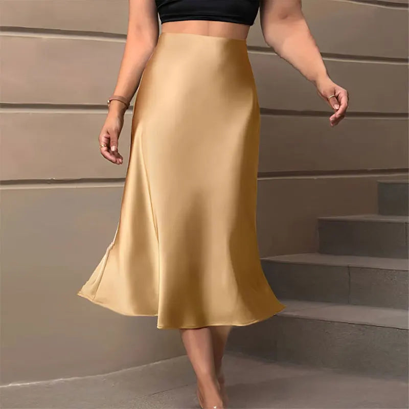 Satin A-Line Skirt