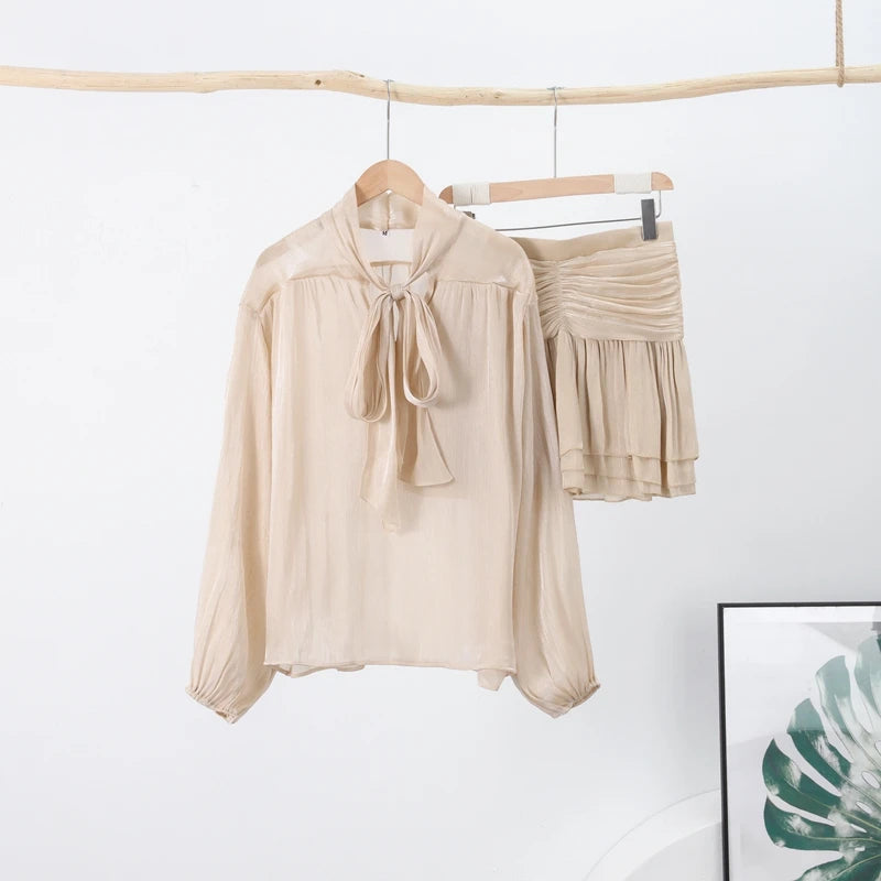 Elegant Bow Skirt Set
