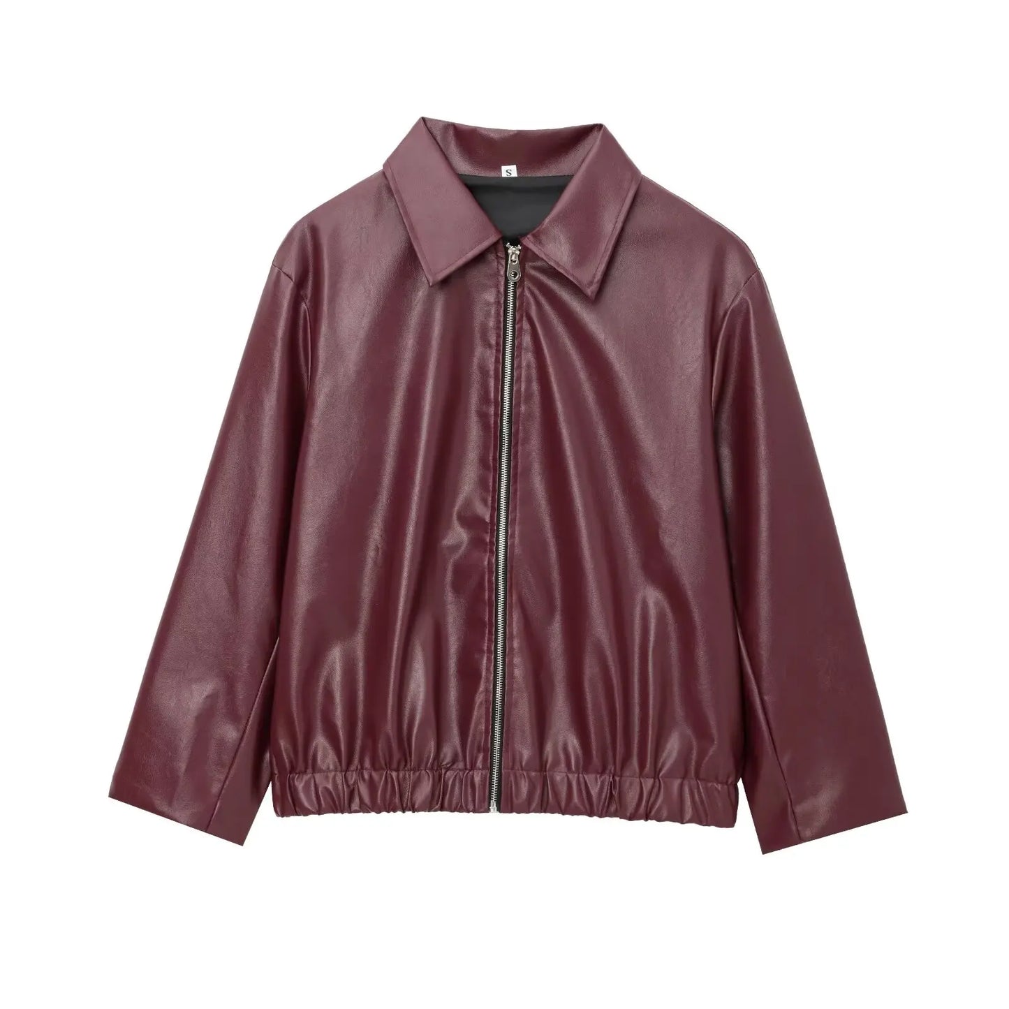 Wine Red PU Jacket