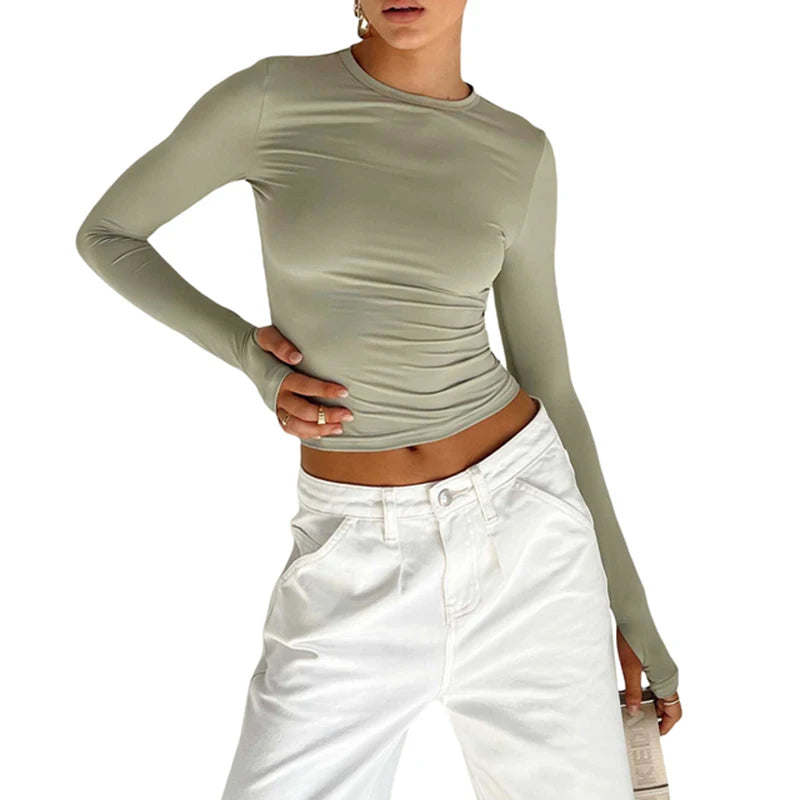 Slim Fit Thumbhole Crop Top