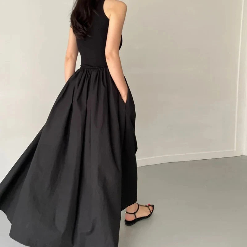 Elegant Sleeveless Black Maxi Dress
