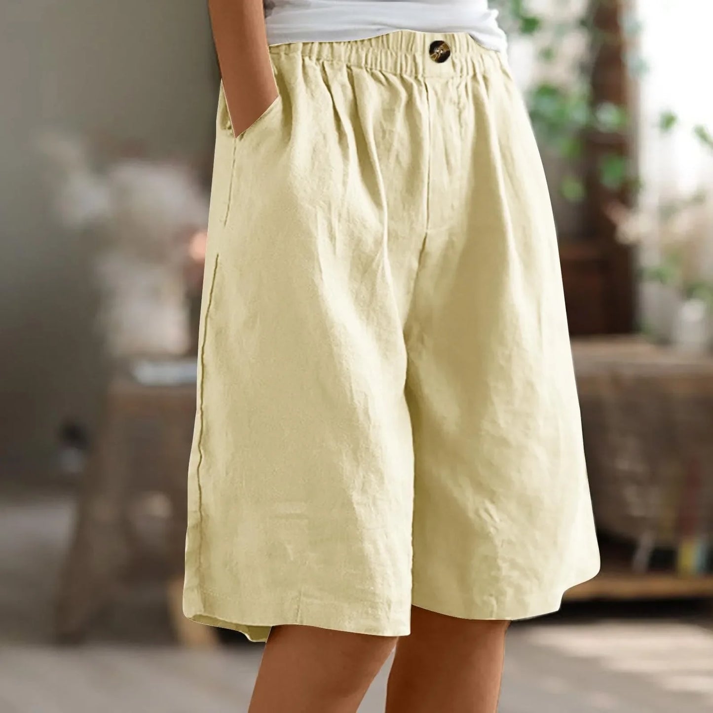 Loose Cotton Linen Capris