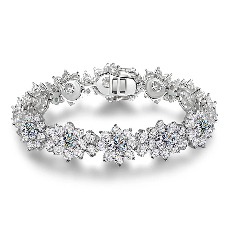 Sunflower Moissanite Silver Bangle