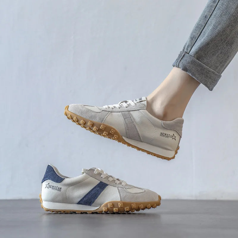 Soft Leather White Running Shoes