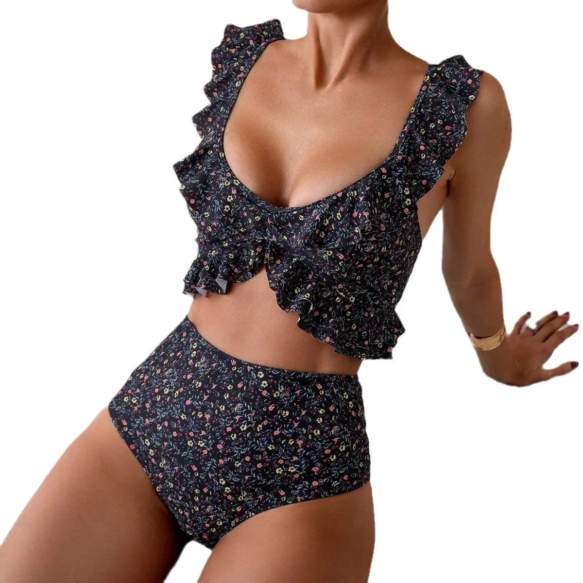 Floral U-Neck Two-Piece