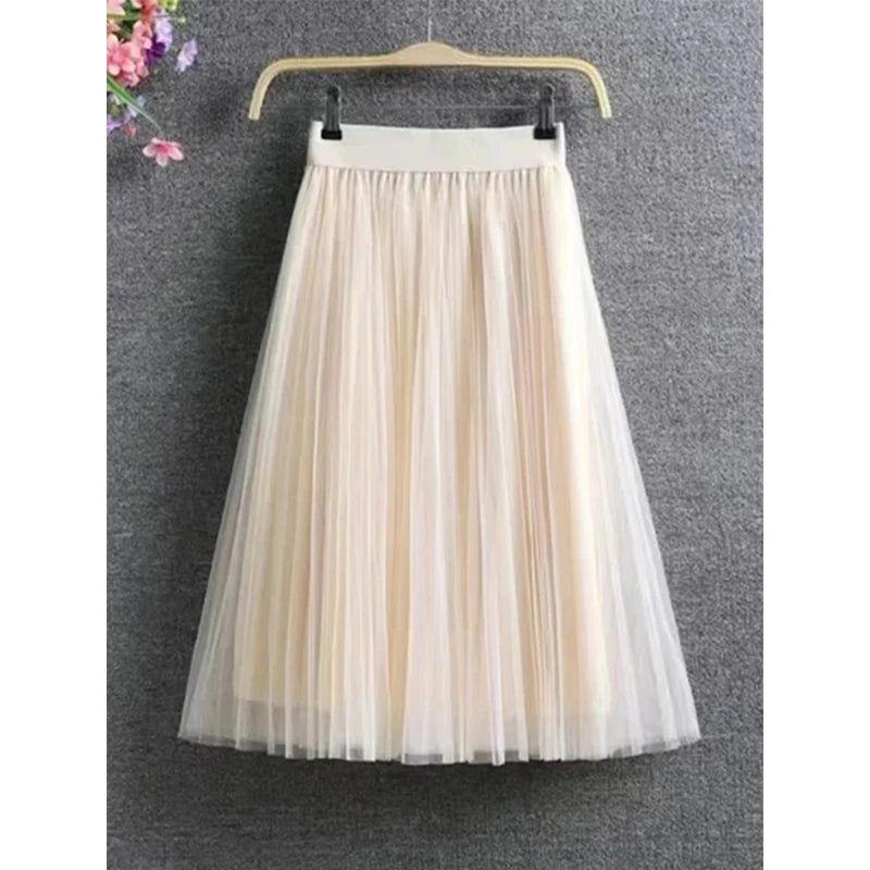 Vintage Mesh Pleated Skirt