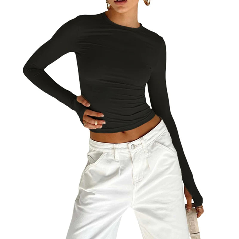 Slim Fit Thumbhole Crop Top