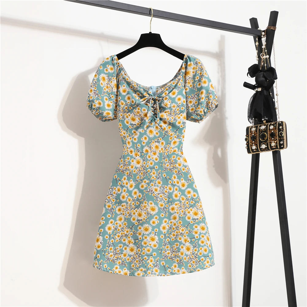Floral Print Chiffon Mini Dress
