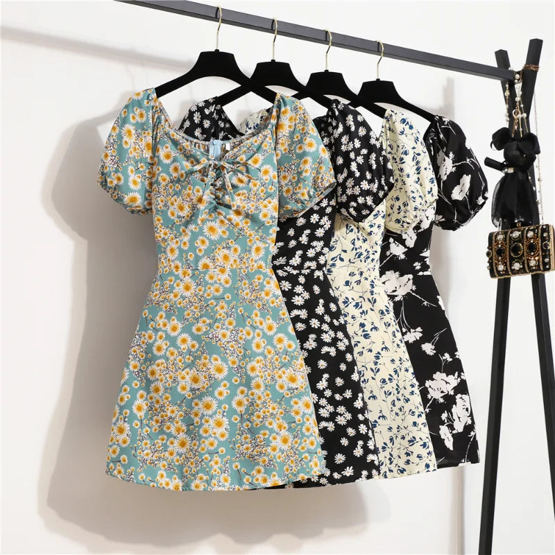 Floral Print Chiffon Mini Dress