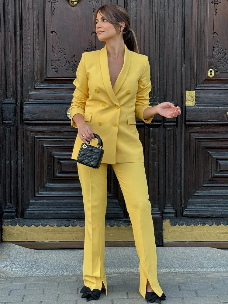 Yellow Blazer & Pants Set