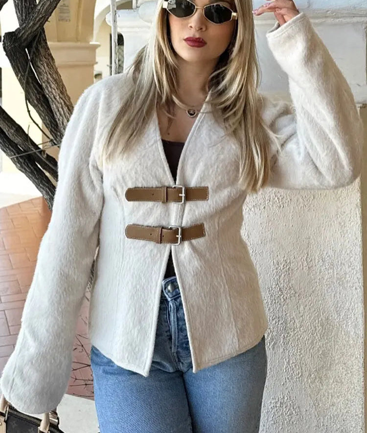 Retro Woollen Leather Coat